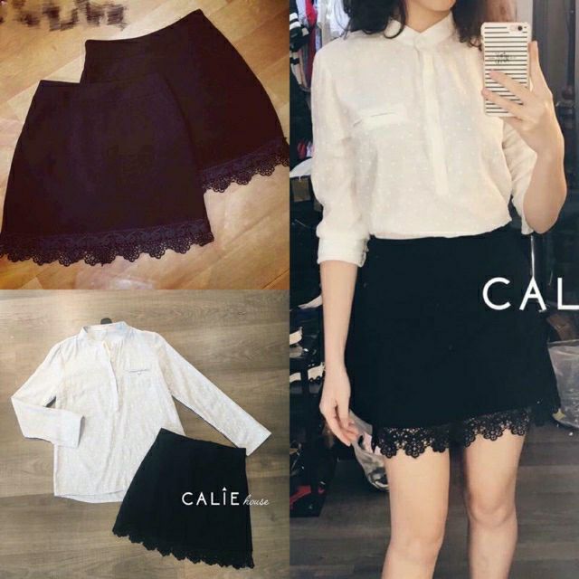 chân váy a,chân váy a phối ren