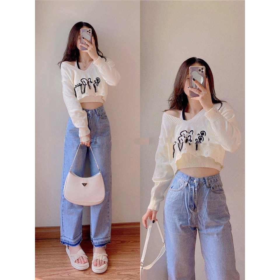 [ORDM3595.3596] QUẦN JEANS NỮ ỐNG RỘNG LAI TUA MÀU GẤU XANH NHẠT XANH ĐẬM CỰC HOT HIT THỜI TRANG HADI.VN