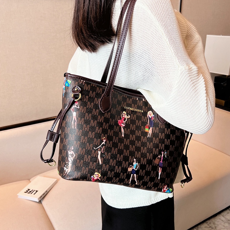 Túi Đeo Vai Cỡ Lớn In Họa Tiết Hoạt Hình Phong Cách Cổ Điển Thời Trang Cho Nữ
