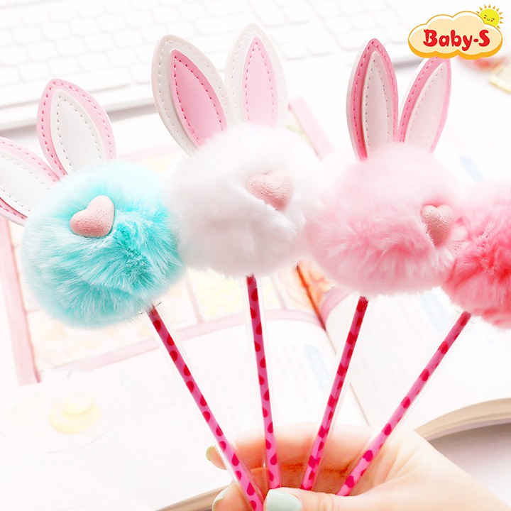 Bút bi nước thỏ bông cute cao cấp đủ màu sắc đáng yêu bút nhẹ ngòi bút viết êm mực đều Baby-S – SH055