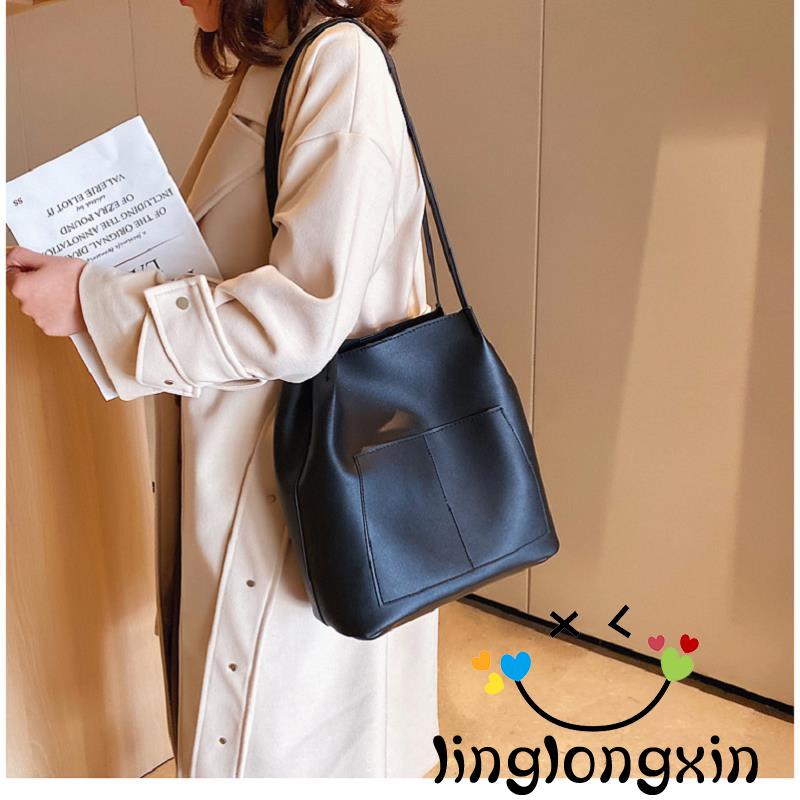 Túi đeo trơn nâu/kaki/đen/xanh dương thời trang xinh xắn dành cho nữ