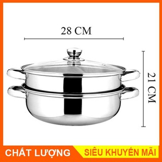 NỒI HẤP XỬNG 2 TẦNG INOX MẶT KÍNH