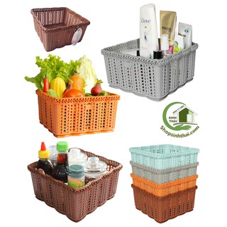 Rổ vuông trung - rổ nhựa đựng hoa quả, mỹ phẩm, văn phòng phẩm 22x22x11cm - giao màu ngẫu nhiên