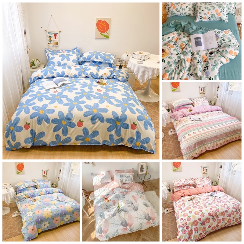 (Giá Sốc) Bộ Chăn Ga Gối Cottong Poly Cao Cấp - Hoa Quả Nhiệt Đới ( Không kèm Ruột )