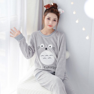 BỘ QUẦN ÁO NGỦ TOTORO LÔNG MỊN CÓ CHỮ TOTORO