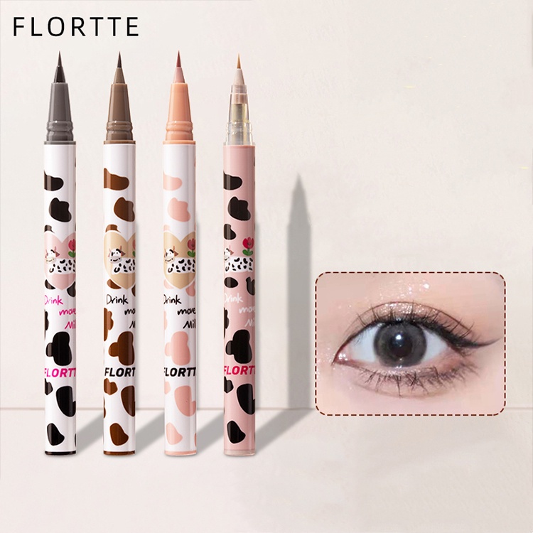 Bút kẻ mắt dạng lỏng chống nước FLORTTE hot Douyin Tiktok, bút kẻ mắt dạng lỏng lâu trôi màu nâu tự nhiên kháng nước