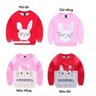 Áo Len 2 Lớp Bé Gái MKL36 In Hình Mèo/Thỏ...Dành Cho Bé Từ 1-6 Tuổi Hàng Cam Kết Đẹp