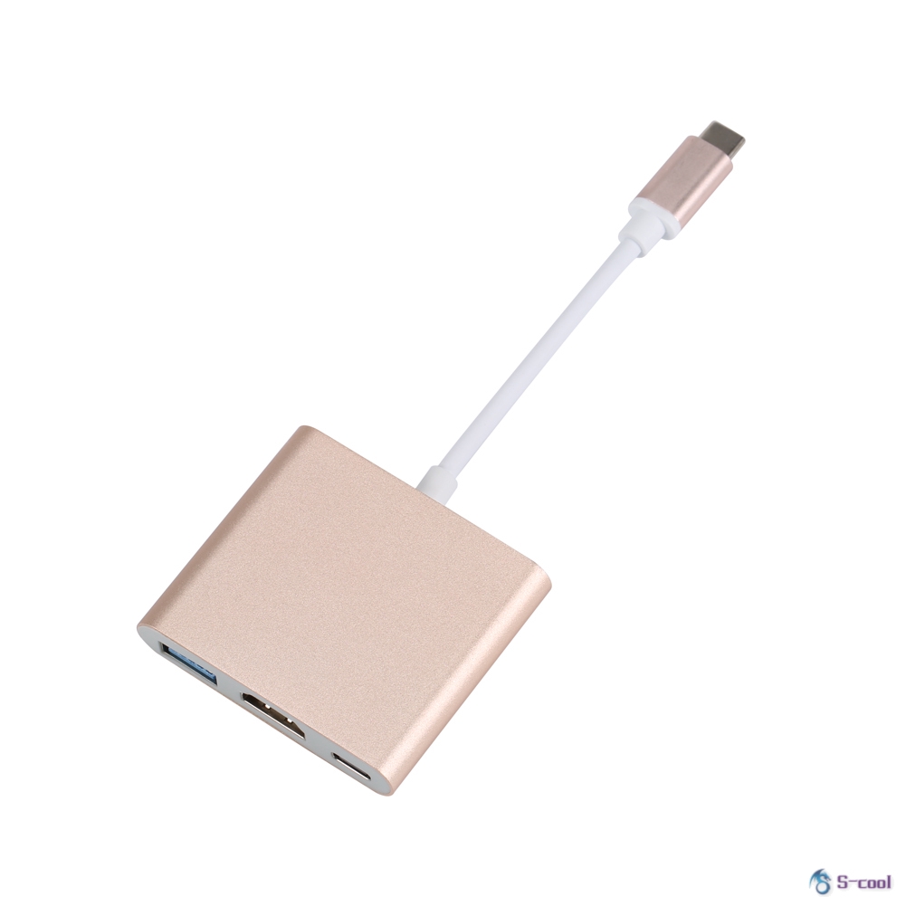 Type C USB 3.1 to HDMI / USB 3.0 / USB C Adapter Charging Port Aluminum Material for Macbook