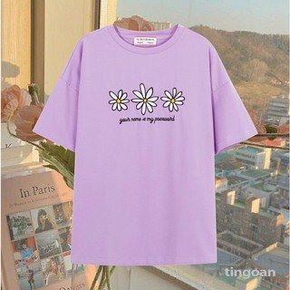 Áo phông thêu hoa cúc tím tingoan DAISY TSHIRT/PP