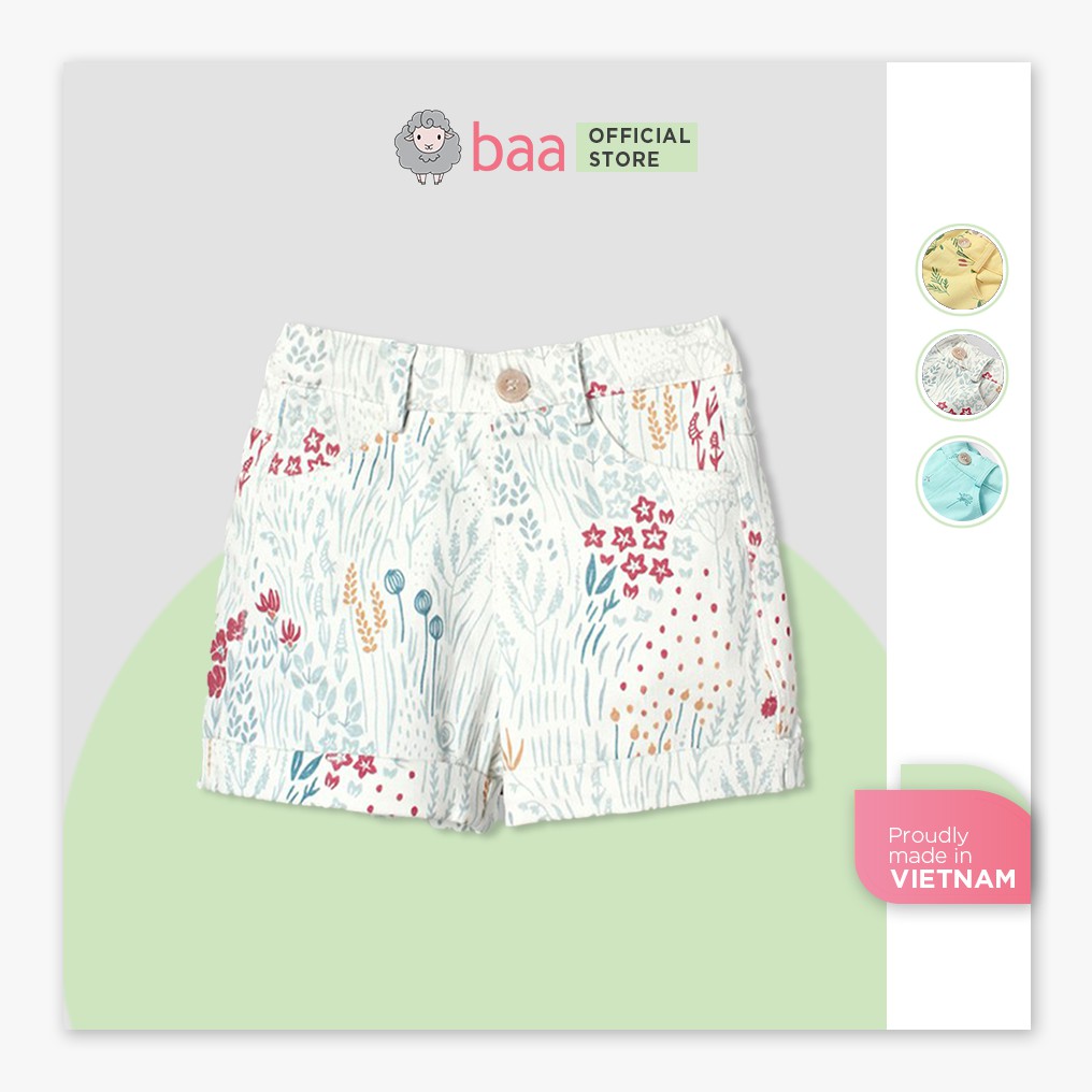 Quần short khakis cho bé gái BAA BABY họa tiết hoa lá trẻ từ 1-7 tuổi - GT-QU11N