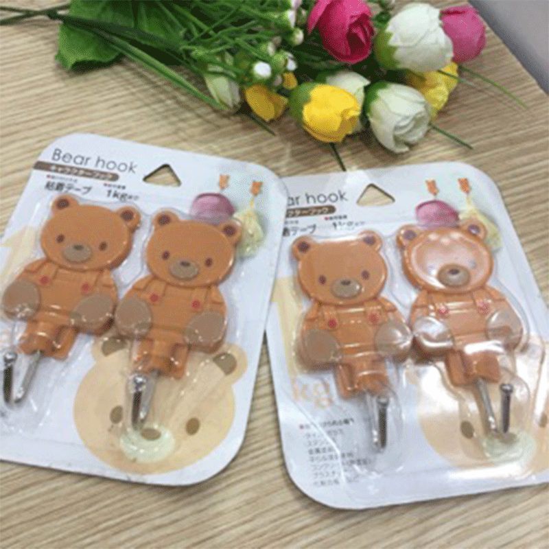 [Hỏa tốc HCM] Set 2 móc dán hình gấu - Nội địa Nhật Bản