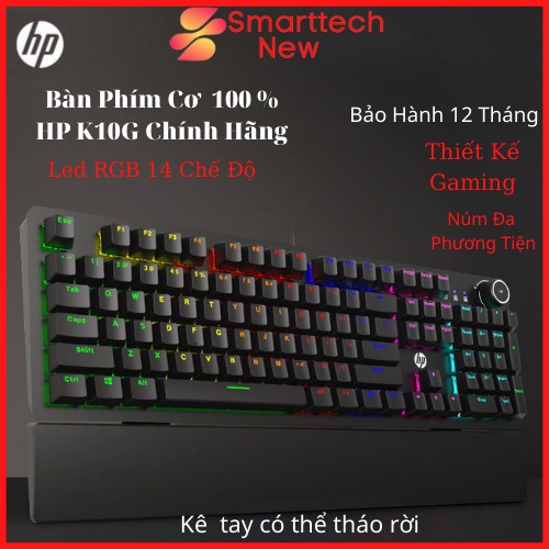 Bàn Phím Cơ Gaming Cao Cấp Chính Hãng HP K10G FULL LED RGB, Bàn Phím Máy Tính Có Dây Gõ Cực Đã Cho Laptop, PC Có Kê Tay