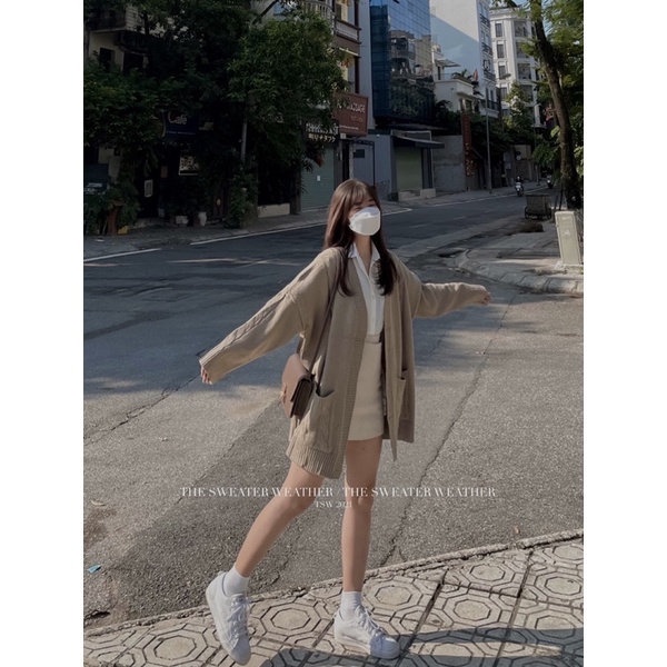 Áo khoác cardigan len thừng dáng dài kèm đai chất đẹp ( Ảnh thật ) | BigBuy360 - bigbuy360.vn