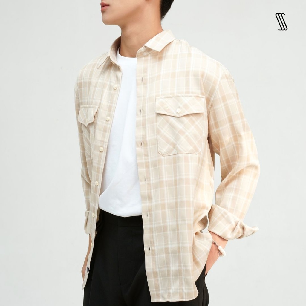 Áo sơ mi cổ đức tay dài nam SSSTUTTER ca rô cổ điện CHECK CONRAD SHIRT
