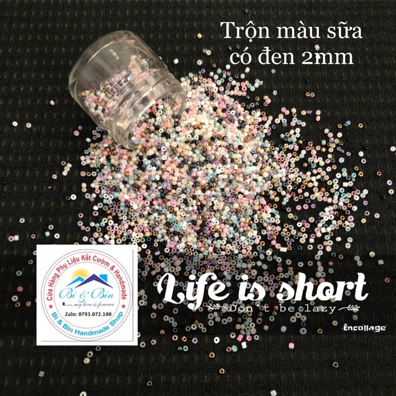 Gói 450g Hạt Cườm 2mm Màu Sữa Bóng Đính Kết Trang Phục Thời Trang, Làm Trang Sức Handmade