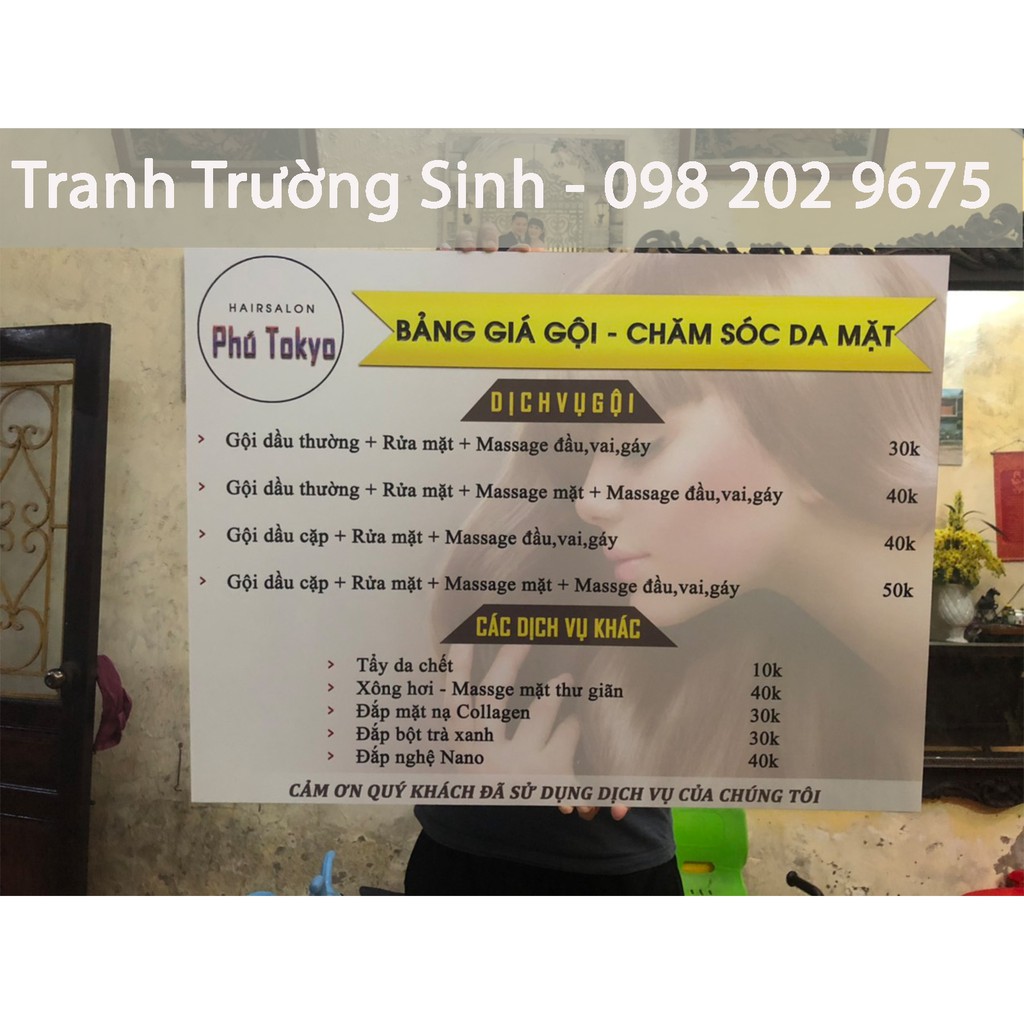 TRANH BẢNG GIÁ CÁC DỊCH VỤ DÁN TƯỜNG (FREE THIẾT KẾ )