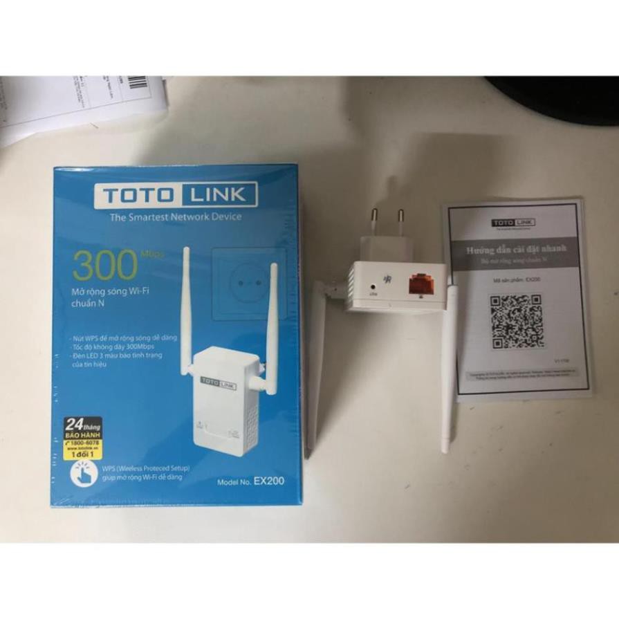 Bộ kích sóng wifi Totolink EX200 - Màu trắng - Thiết bị kích sóng wifi - Chính hãng - Bảo hành 36 tháng
