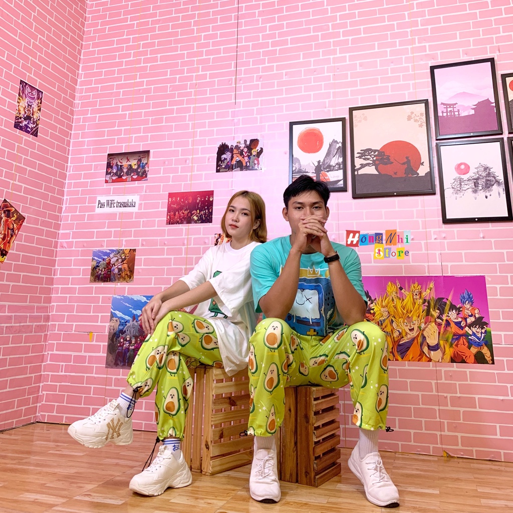 Quần Hoạt Hình Dài Dây Rút Lai Trái Bơ Cartoon Pant Oversize Ulzzang Unisex - MM