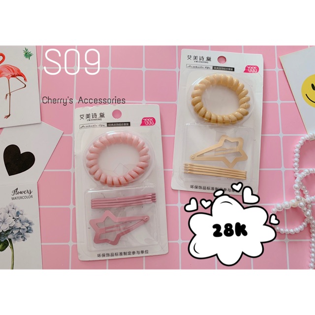 Set kẹp + cột tóc 6 món màu pastel(ảnh thật)