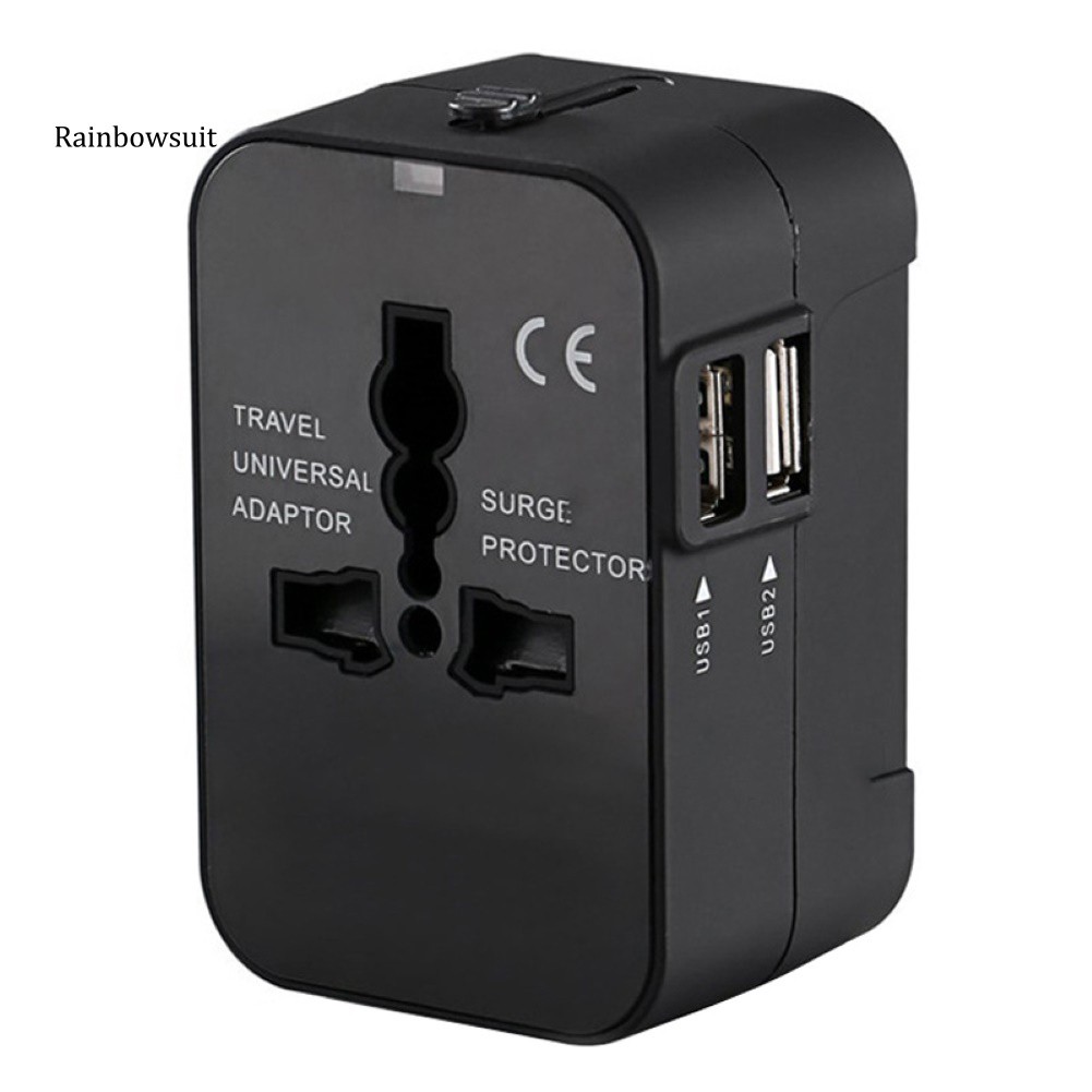 Phích chuyển đổi nguồn sạc 2 cổng USB AC US AU EU UK tiện dụng chất lượng cao