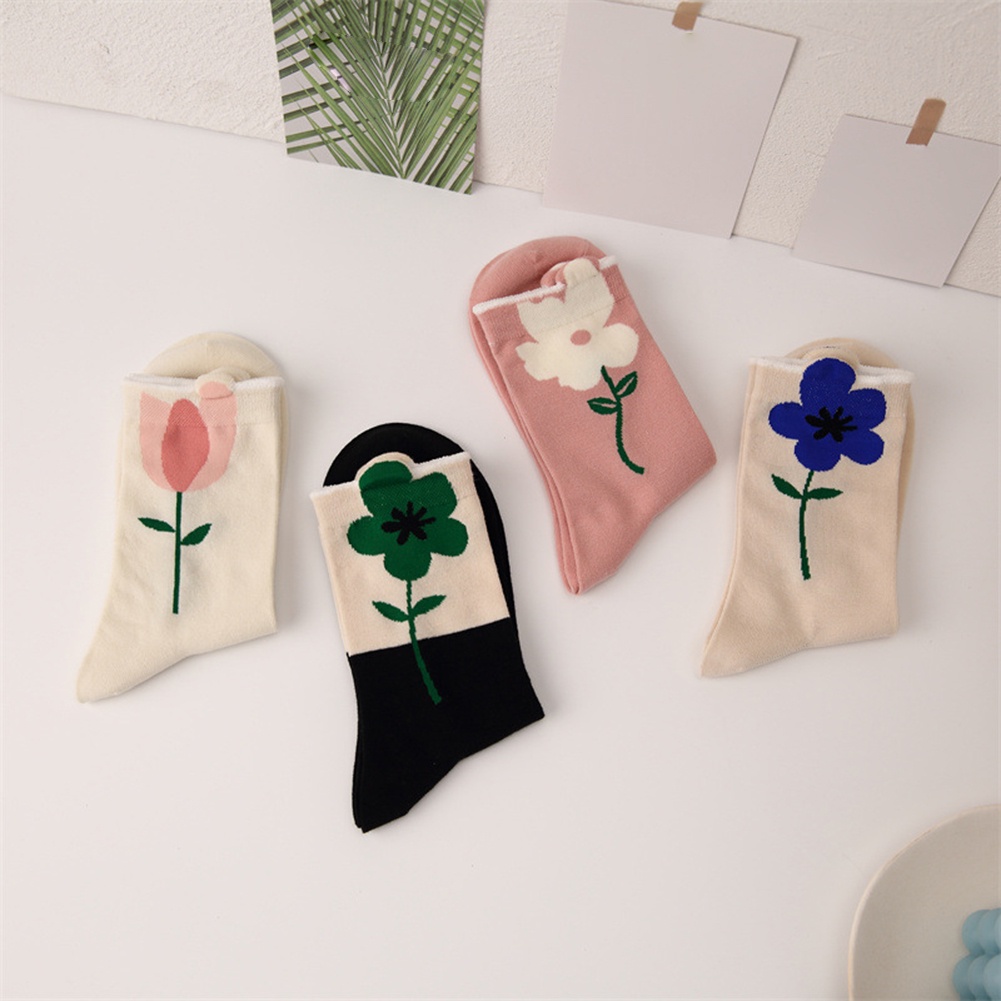 1 Đôi Tất Cotton In Hoa Xinh Xắn