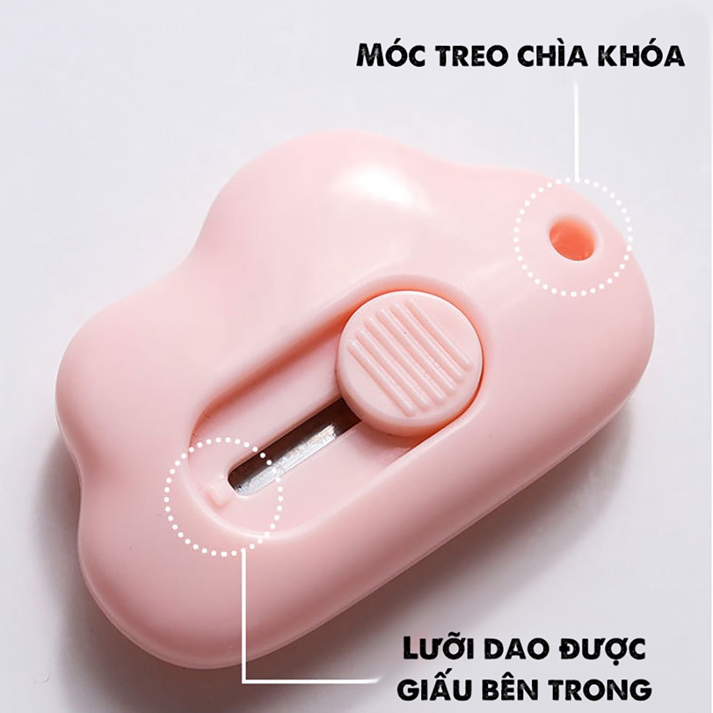 Dao Rọc Giấy Mini Dễ Thương Hình Đám Mây Dùng Unbox Khui Hộp Có Lỗ Treo Chìa Khóa Bỏ Túi Tiện Dụng