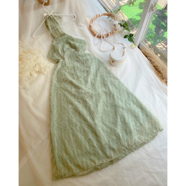 ❤️thanh lí used Đầm yếm lông vũ kèm hình thật