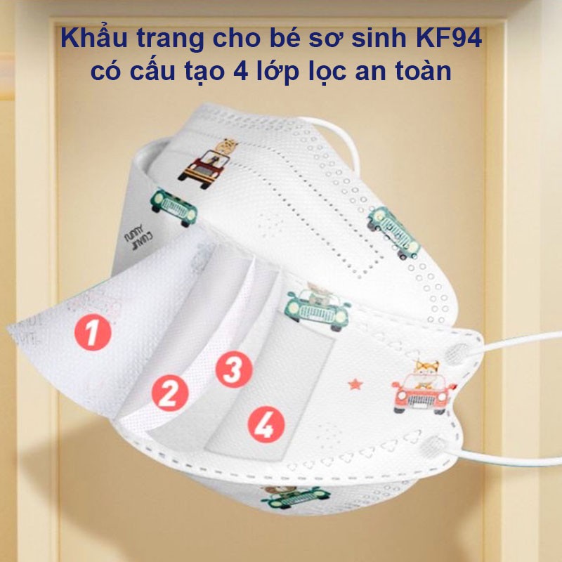 Khẩu trang KF94 cho bé, Set 10 khẩu trang cho bé sơ sinh tiêu chuẩn Hàn Quốc, chống bụi siêu mịn PM2.5 Baby-S – SM015