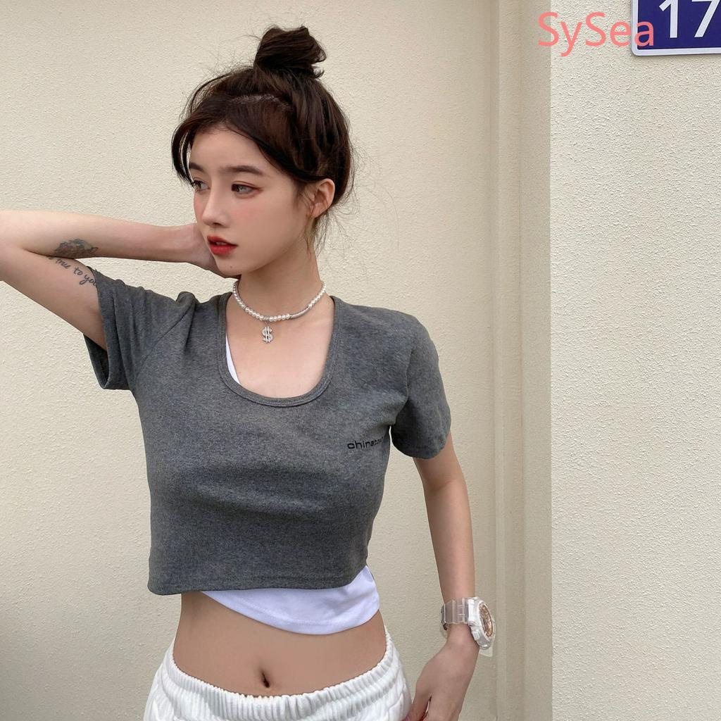 Áo Croptop Tay Ngắn Dáng Ôm Thời Trang Mùa Hè Cho Nữ