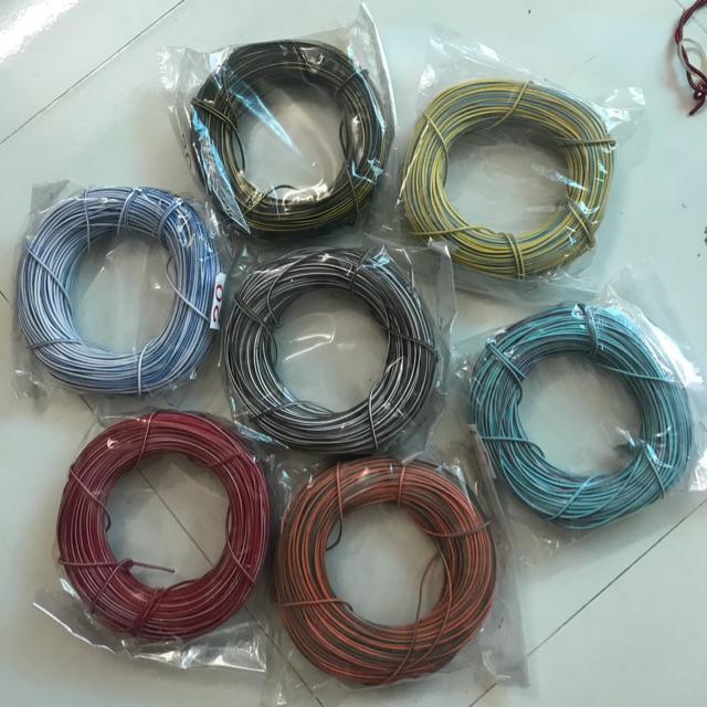 Dây điện xe máy lõi đồng 0,5mm ( màu sọc)