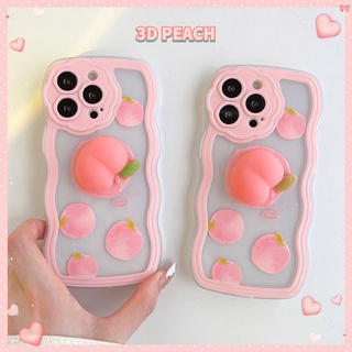 Ốp Điện Thoại Silicon Mềm Trong Suốt Họa Tiết Trái Đào 3D Cho iphone 7 8 plus 11 12 13 pro xs XR max silicone
