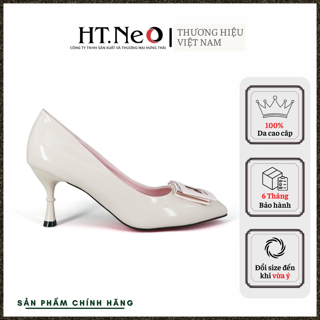 Giày cao gót - giày công sở nữ HT.NEO da bò cao cấp siêu mềm cực bóng, kiểu dáng sang chân, gót đế 7cm (CS151)