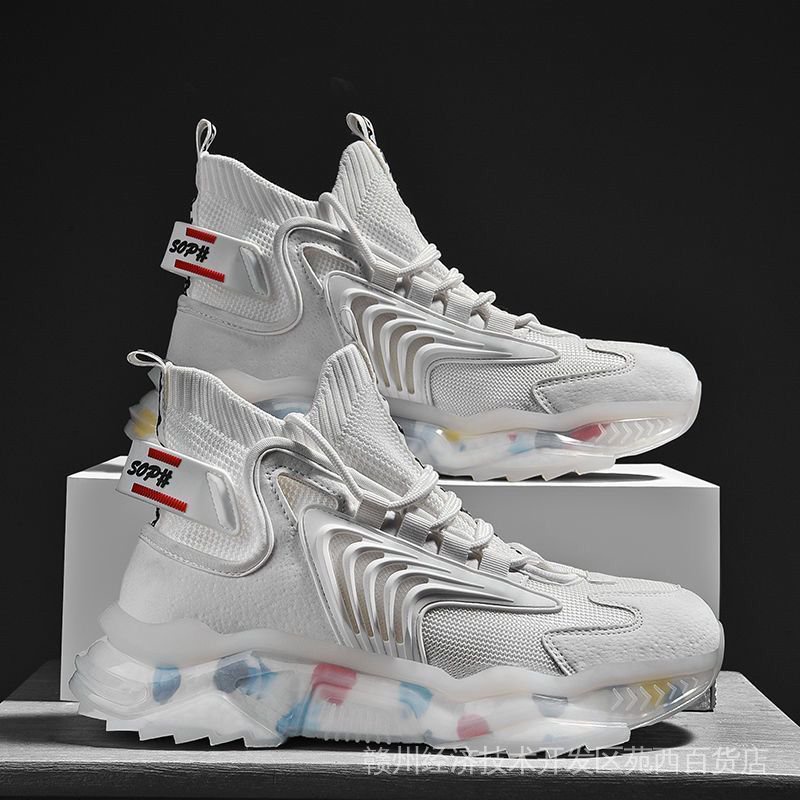 High-top shoes men's spring Daddy trendy shoes ins trendy all-match high-size basketball sports casual aj men's shoes XVAF