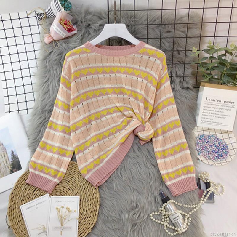 [Baywellfashion]Áo thun sweater cổ tròn dài tay phối màu tương phản | BigBuy360 - bigbuy360.vn