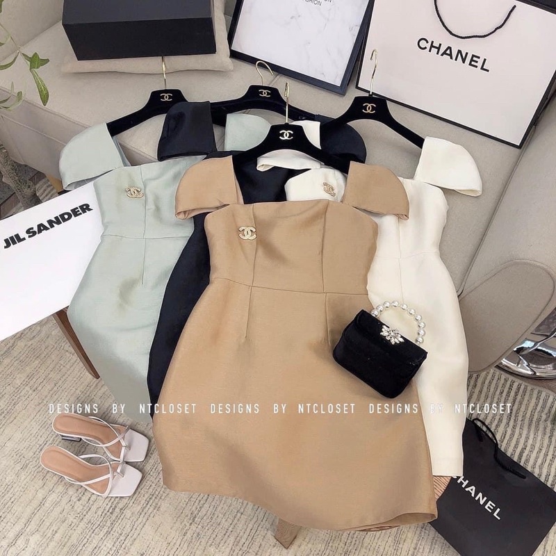 Váy tafta óng tay hến kèm tag ntcloset