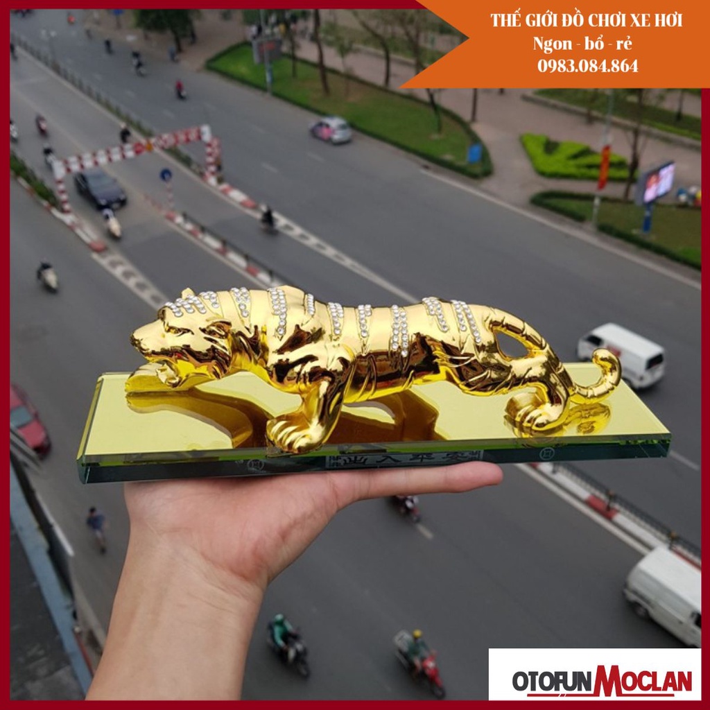 Tượng Hổ vằn đính đá phong thủy trang trí Taplo Xe hơi, Ô tô - chúa sơn lâm