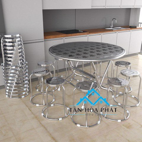 Bộ bàn ăn 1 bàn 10 ghế inox- Nội Thất Tân Hòa Phát