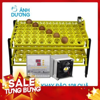 Máy ấp trứng mini Ánh Dương P100 - Kèm bộ khay đảo tự động 108 trứng, lắp thùng xốp - Kèm Sách HDSD, Gói Úm Gà