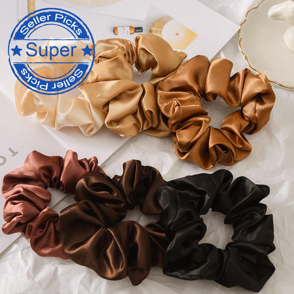 Dây buộc tóc vải satin màu trơn cỡ lớn thời trang cho nữ u2w7