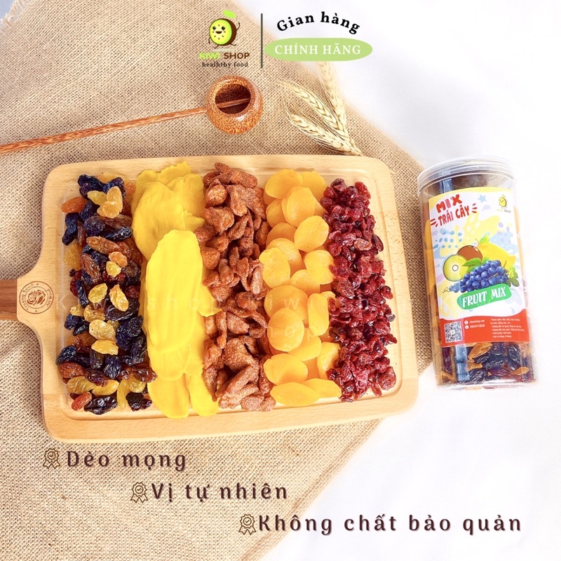 Mix 5 loại trái cây sấy dẻo  hũ 600GR |KIWISHOP-HEALTHY|