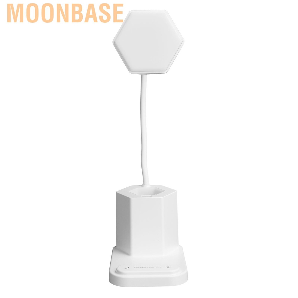 Moonbase Desk Lamp with Pencil Holder LED USB Rechargeable Students Eye‑Caring Study Table Multifunctional Colorful