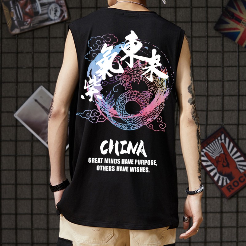 Áo Thun Sát Nách In Họa Tiết Thời Trang Trẻ Trung Cho Nam Cỡ M-3Xl