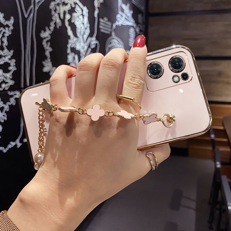 Ốp Điện Thoại Mềm Mạ Điện Có Vòng Đeo Tay Cho OPPO Reno 8 8 Pro 7 7Z 4G 5G Realme GT NEO 2 3