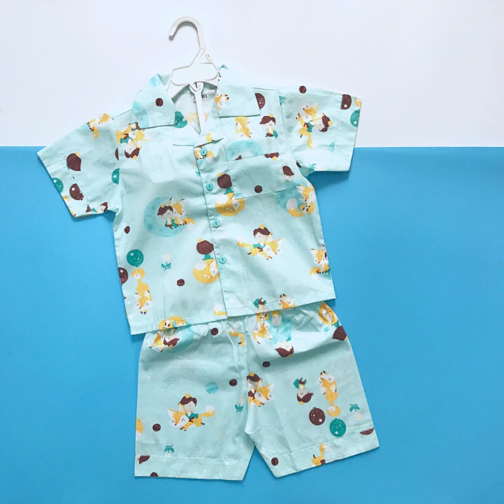 Pijama đùi cho bé vải cotton hút mồ hôi Hoàng tử bé size 14-35kg