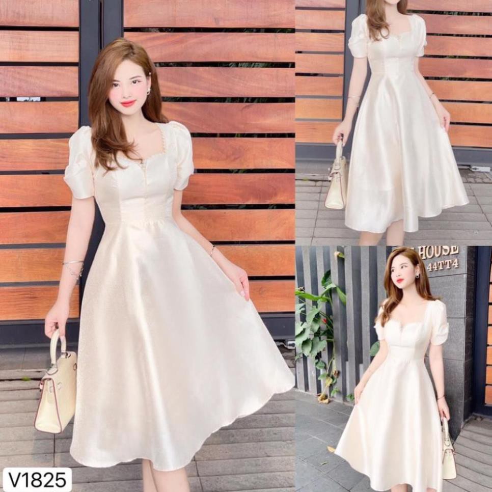 Váy be tafta xòe thiết kế V1825 - Đẹp Shop DVC - Kèm ảnh thật trải sàn do shop tự chụp
