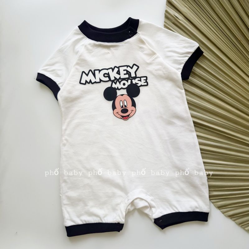 bộ liền thân mickey trắng bé trai, bé gái
