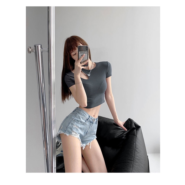 Quần Short Jeans Lưng Cao Ống Rộng Thời Trang Cho Nữ
