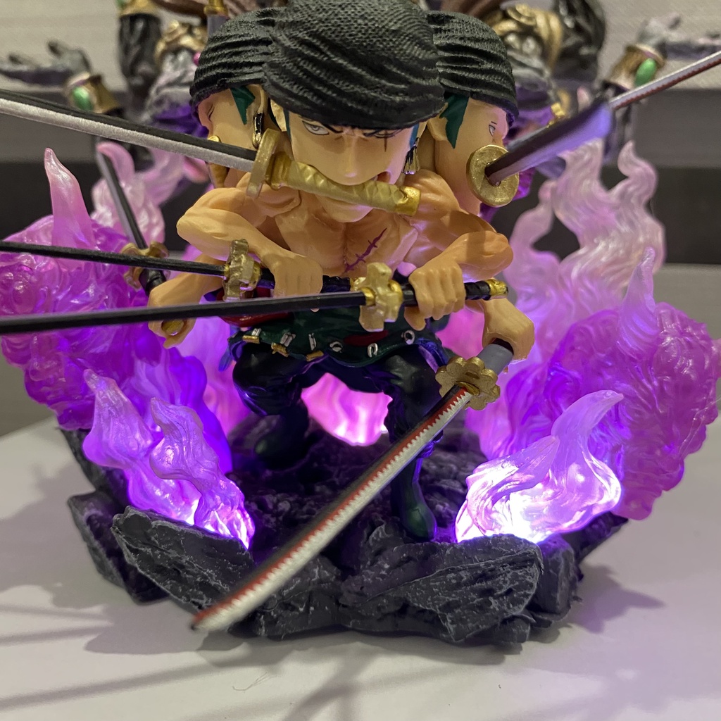 Mô hình One Piece Zoro Asura Tam Long Kiếm có Led cao 22cm - Mô hình One Piece chất lượng cao