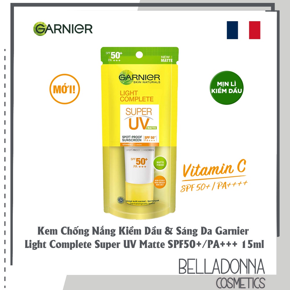 Kem Chống Nắng Kiềm Dầu, Dưỡng Sáng Da Garnier Light Complete Super UV Matte SPF50+/PA+++ 15ml