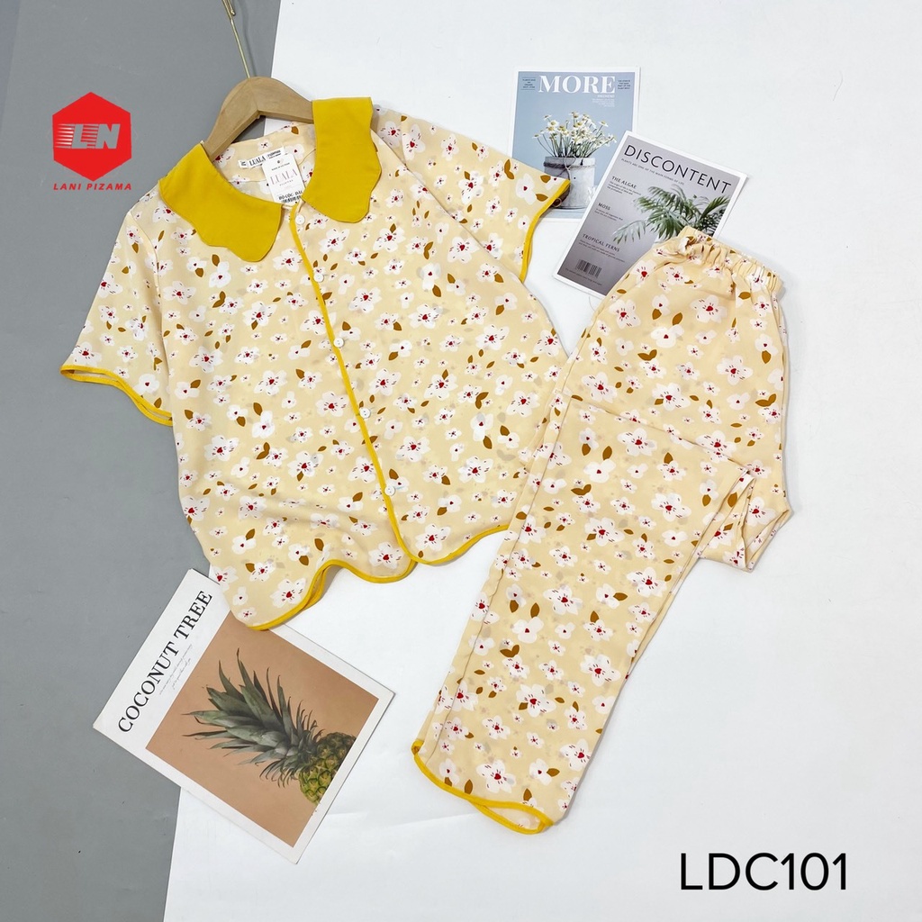 Bộ Pijama lụa mango áo cộc quần đùi cao cấp, bộ pizama lụa mặc nhà mềm mịn